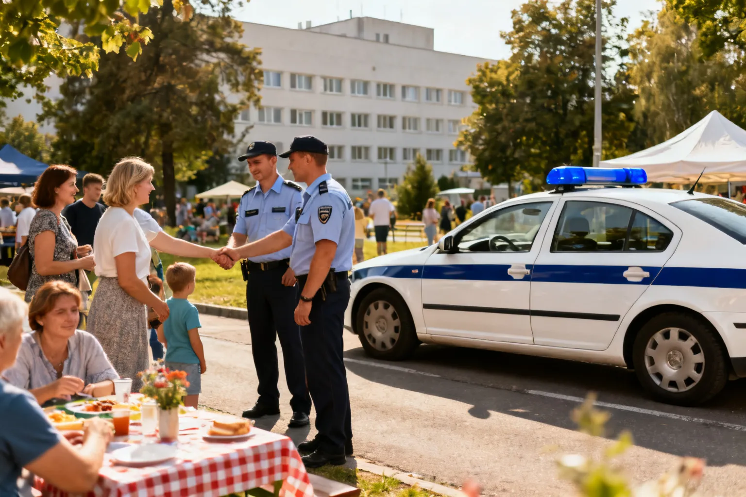 Policjanci na I Pikniku Integracyjnym przy Szpitalu Żeromskiego