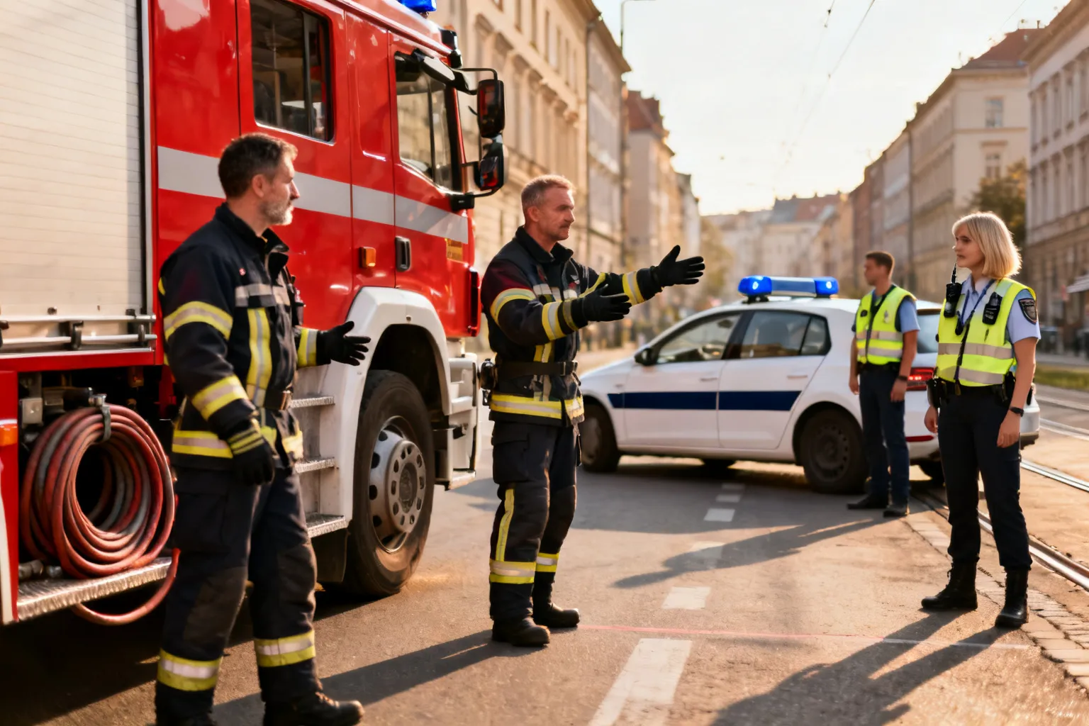 Policja szkoliła strażaków z kierowania ruchem drogowym w Krakowie