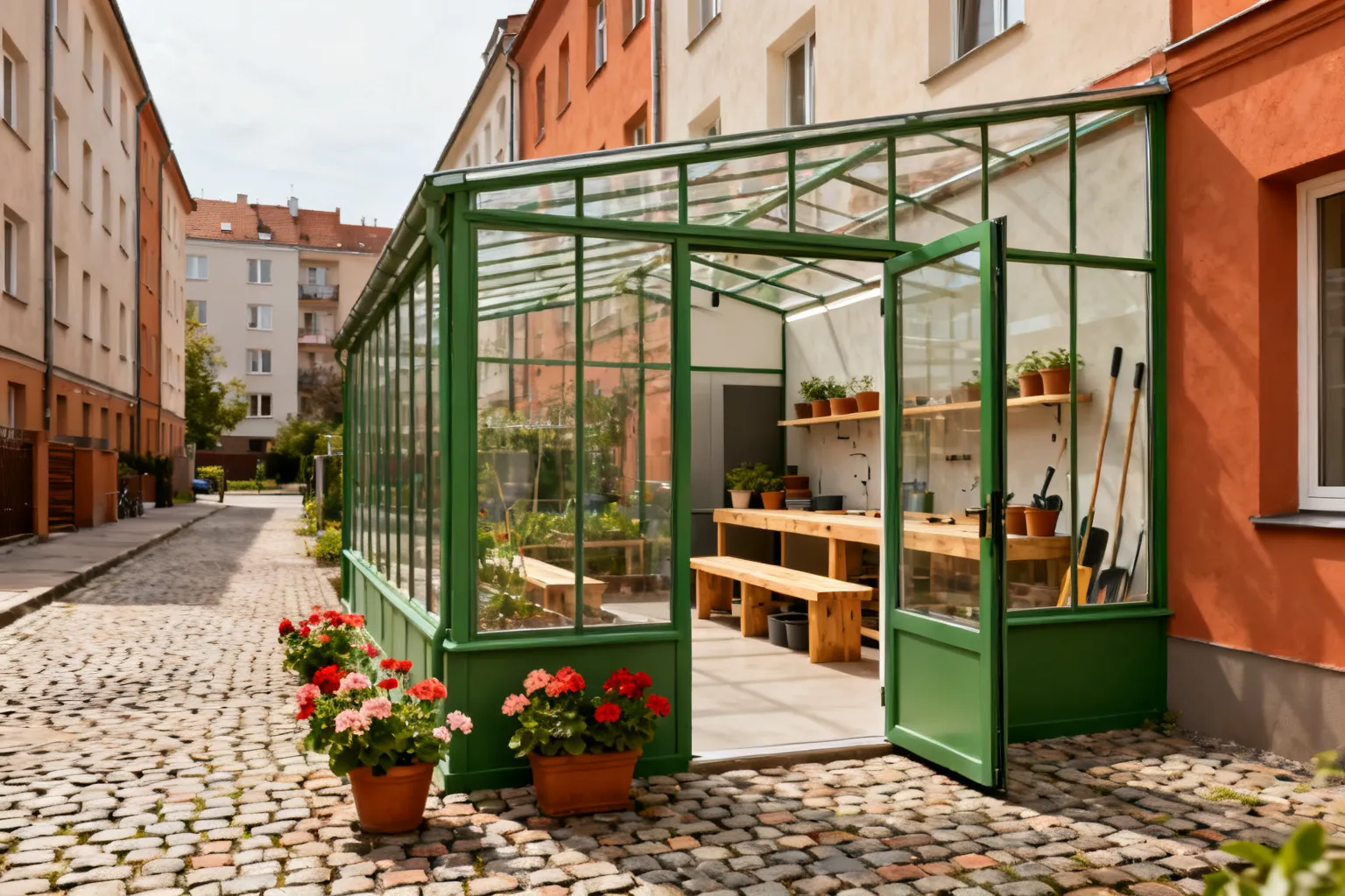 Co powstało za frontową ścianą oranżerii przy Karmelickiej 66A?